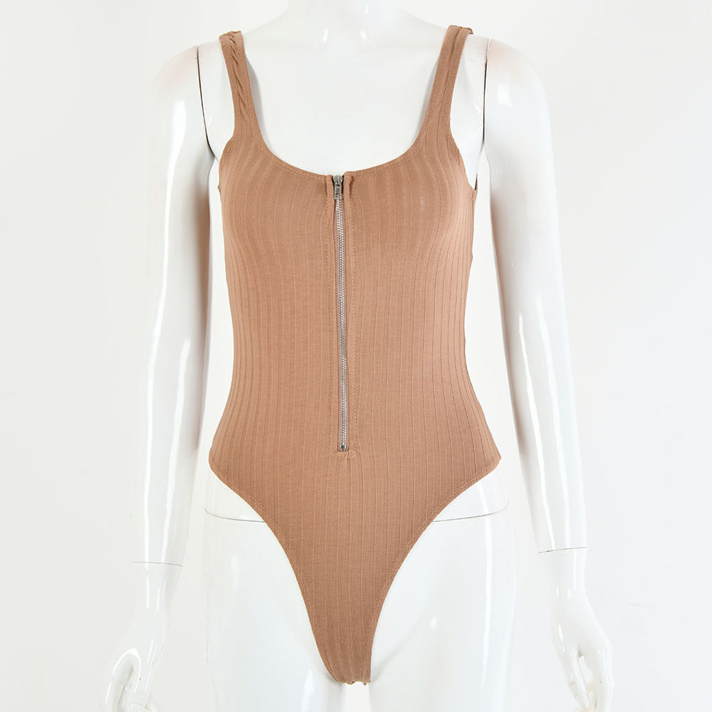 2025 women's clothing New hot-selling  summer new Spice Girl sexy low-cut bottoming shirt solid color backless onesie