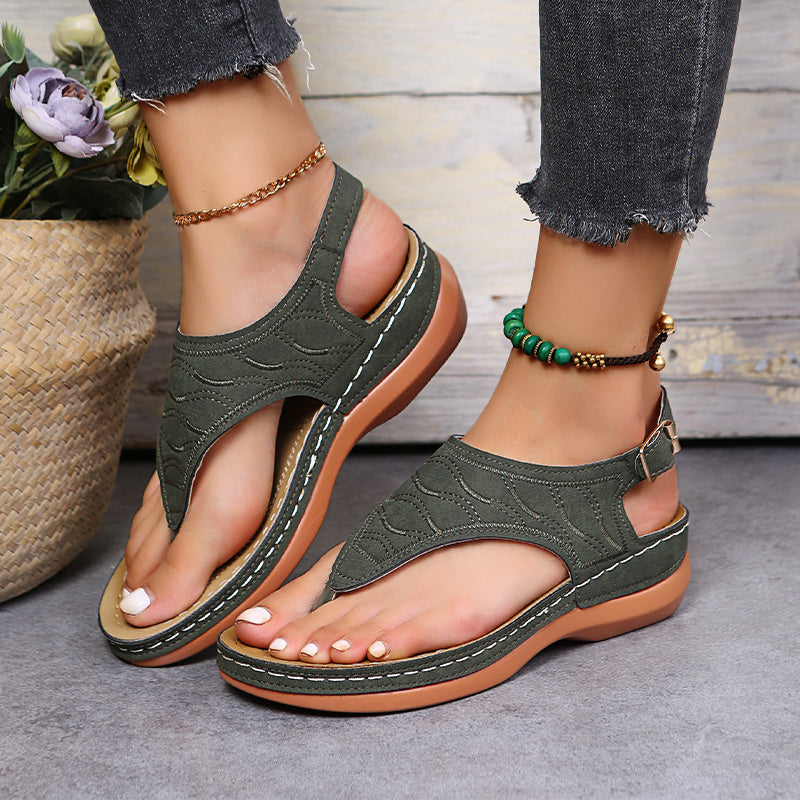 「lovevop」Women's Platform Flats Sandals, Fashion Buckle Flip Flops, Casual Beach Sandals, Women's Footwear