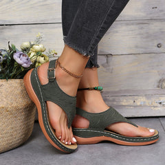 「lovevop」Women's Platform Flats Sandals, Fashion Buckle Flip Flops, Casual Beach Sandals, Women's Footwear