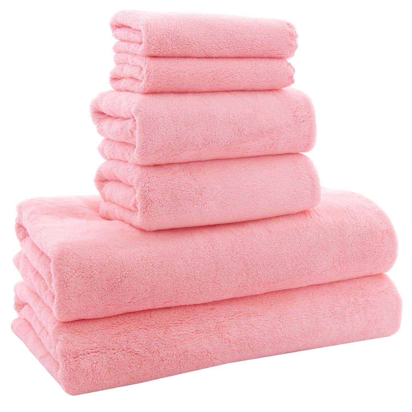 6pcs Coral Velvet Super Soft Towel Set, 2 Bath Towels, 2 Hand Towels, 2 Washcloths, Highly Water Absorption Towel, Suitable For Bathing, Fitness, Bathroom, Sports, Yoga, Travel, Bathroom Supplies, Bathroom Accessories