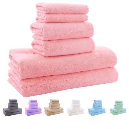 6pcs Coral Velvet Super Soft Towel Set, 2 Bath Towels, 2 Hand Towels, 2 Washcloths, Highly Water Absorption Towel, Suitable For Bathing, Fitness, Bathroom, Sports, Yoga, Travel, Bathroom Supplies, Bathroom Accessories