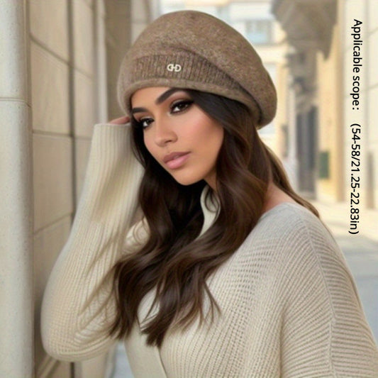 Cozy Winter Beret - Soft, Thick, and Warm Knitted Beanie Hat for Women - Versatile Solid Color Autumn Accessory for Cold Weather