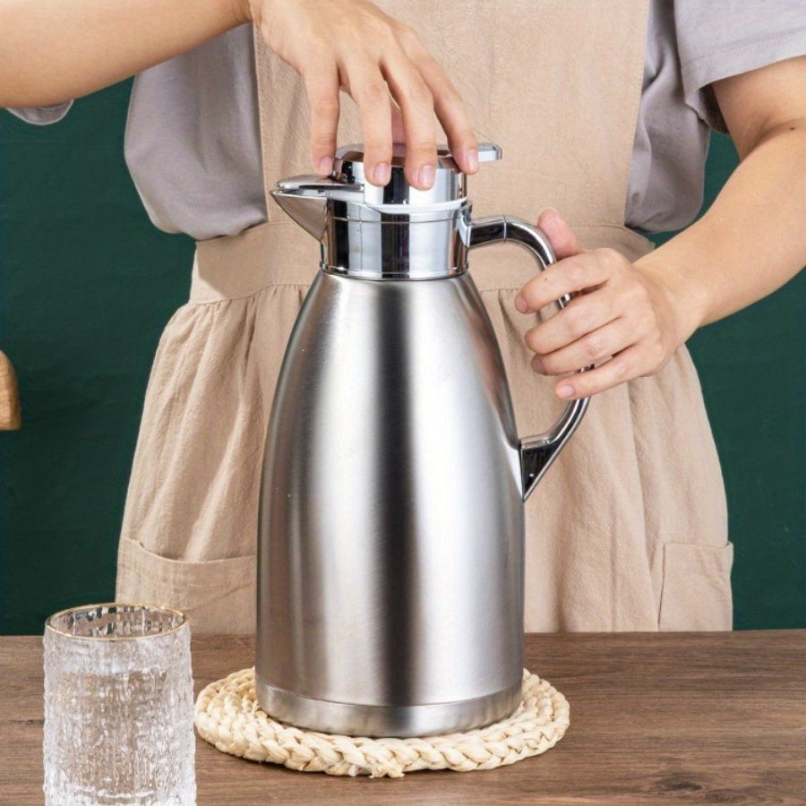 1pc Thermal King Coffee Carafe - 304 Stainless Steel Vacuum Insulated Flask for Hot and Cold Beverages, Leak-Proof, Sweat-Free, Wide Mouth for Easy Sipping and Cleaning, Perfect for Water, Tea, Coffee, and More, Durable Drinkware for Home, Office, or Outd