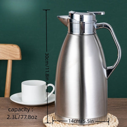 1pc Thermal King Coffee Carafe - 304 Stainless Steel Vacuum Insulated Flask for Hot and Cold Beverages, Leak-Proof, Sweat-Free, Wide Mouth for Easy Sipping and Cleaning, Perfect for Water, Tea, Coffee, and More, Durable Drinkware for Home, Office, or Outd