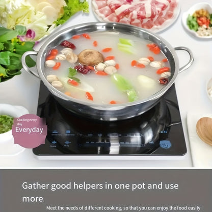 Versatile Stainless Steel Pot for Hot Pot & Noodles - Dual Handle, Induction & Gas Stove Compatible, Perfect for Home or Restaurant Kitchens