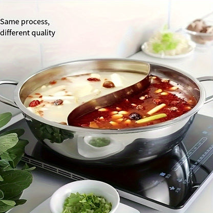 Versatile Stainless Steel Pot for Hot Pot & Noodles - Dual Handle, Induction & Gas Stove Compatible, Perfect for Home or Restaurant Kitchens