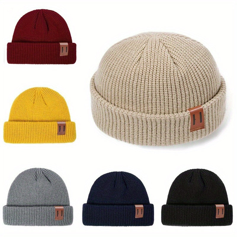 1PC Unisex Fashion Knitted Beanie Hat - Soft, Warm, Ribbed, Cuffed, Short, Fisherman, Docker Style - Perfect for Winter, Hip-hop, Skullies, Bonnet Lovers