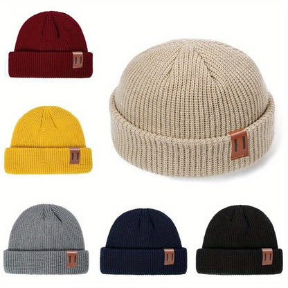 1PC Unisex Fashion Knitted Beanie Hat - Soft, Warm, Ribbed, Cuffed, Short, Fisherman, Docker Style - Perfect for Winter, Hip-hop, Skullies, Bonnet Lovers