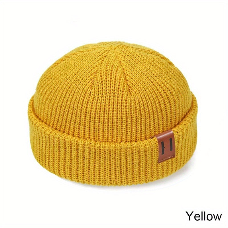 1PC Unisex Fashion Knitted Beanie Hat - Soft, Warm, Ribbed, Cuffed, Short, Fisherman, Docker Style - Perfect for Winter, Hip-hop, Skullies, Bonnet Lovers