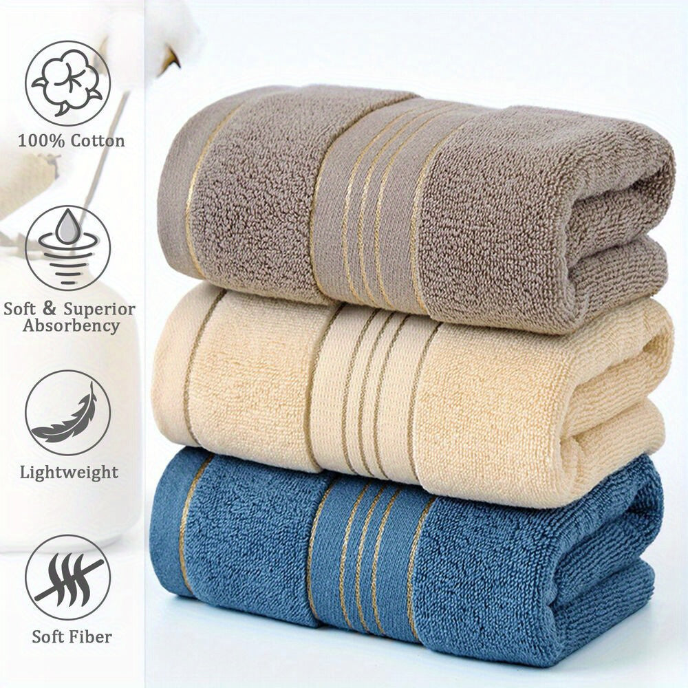 100% Soft & Absorbent Cotton Oblong Bath Towels - Striped, Quick Dry, Premium, Multipurpose Towels for Bathroom with Modern Character Theme