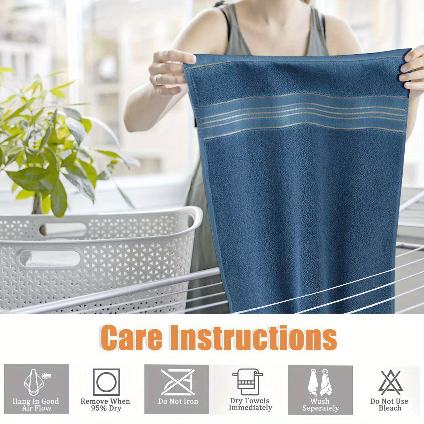 100% Soft & Absorbent Cotton Oblong Bath Towels - Striped, Quick Dry, Premium, Multipurpose Towels for Bathroom with Modern Character Theme