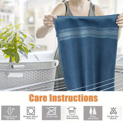 100% Soft & Absorbent Cotton Oblong Bath Towels - Striped, Quick Dry, Premium, Multipurpose Towels for Bathroom with Modern Character Theme