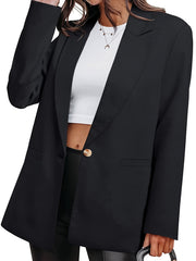「lovevop」Women's Blazers Casual Plus Size Long Sleeve Open Front Style Jacket Boyfriend Solid Blazer