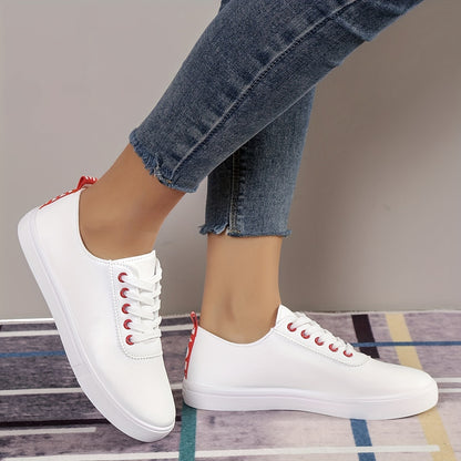 「lovevop」Women's Low Top Sports Shoes, Versatile Lace Up Round Toe Skate Shoes, Casual Walking Sneakers