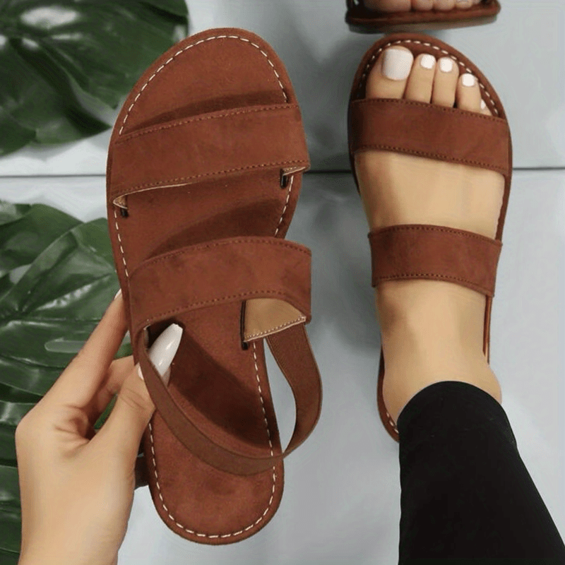 「lovevop」Women's Stylish Flat Ankle Strap Sandals - Non-slip Open Toe Casual Beach Shoes