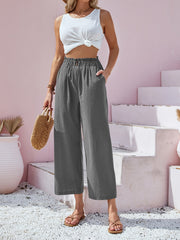 「lovevop」Button Front Wide Leg Pants, Casual Loose Pants For Spring & Summer, Women's Clothing