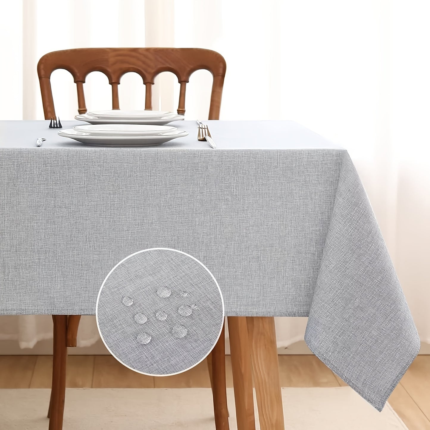 1PC Waterproof & Oil-Proof Polyester Rectangle Tablecloth, Simple Style for Picnic, Holiday Party, Home Decor