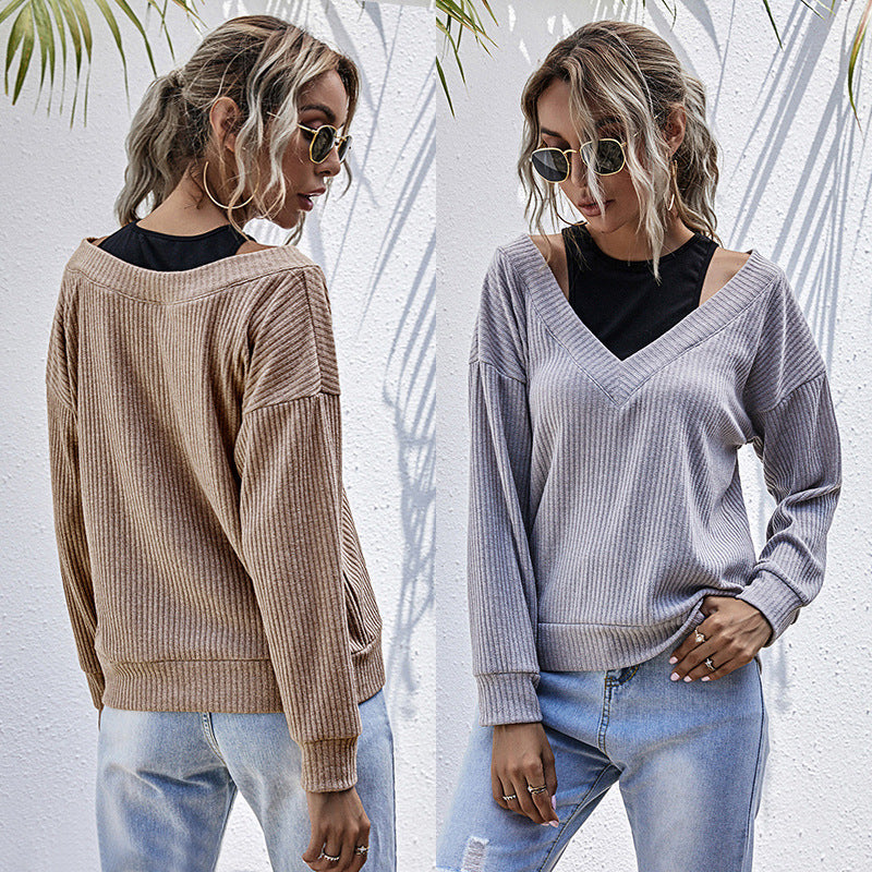 LOVEVOP Popular trade fashion fake two-piece top women's splicing solid color knitted sweater 2025 New popular autumn new