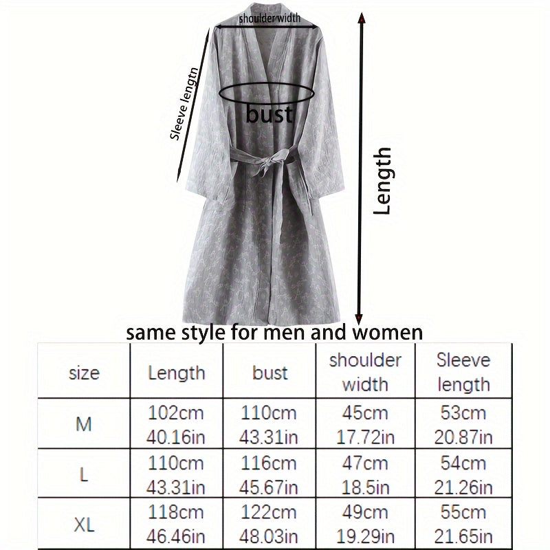 1pc Unisex Double Layer Cotton Gauze Bathrobe, Quick-Dry Absorbent Robe For Spring/Autumn, Modern Homewear Sleepwear, Couples Loungewear