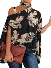 「lovevop」Women's Geometric Print Bat Sleeve Tops, Fashion Summer Loose Blouses For Daily, Women's Clothing