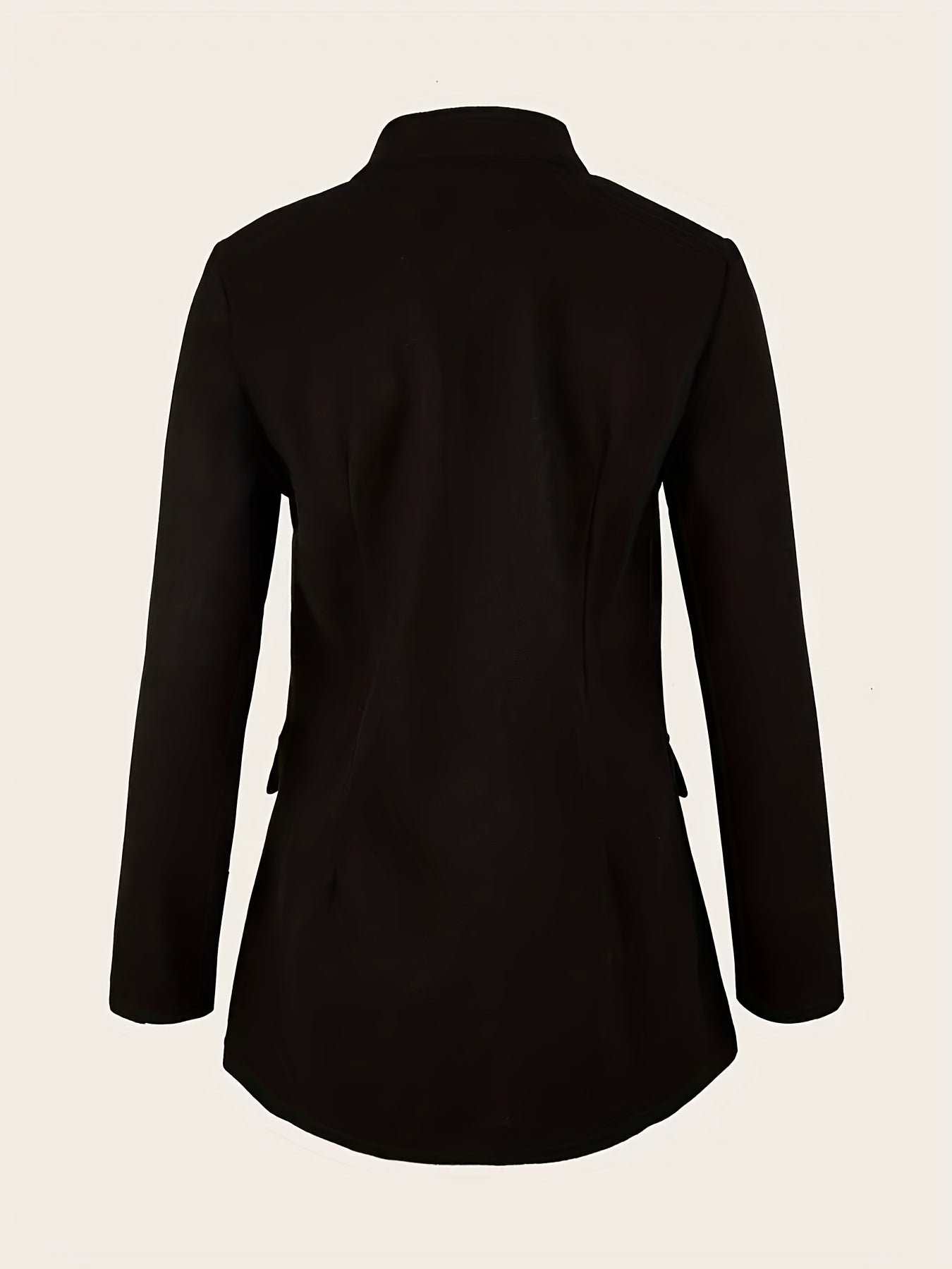 「lovevop」Solid Stand Collar Button Front Blazer, Casual Long Sleeve Blazer For Spring & Fall, Women's Clothing