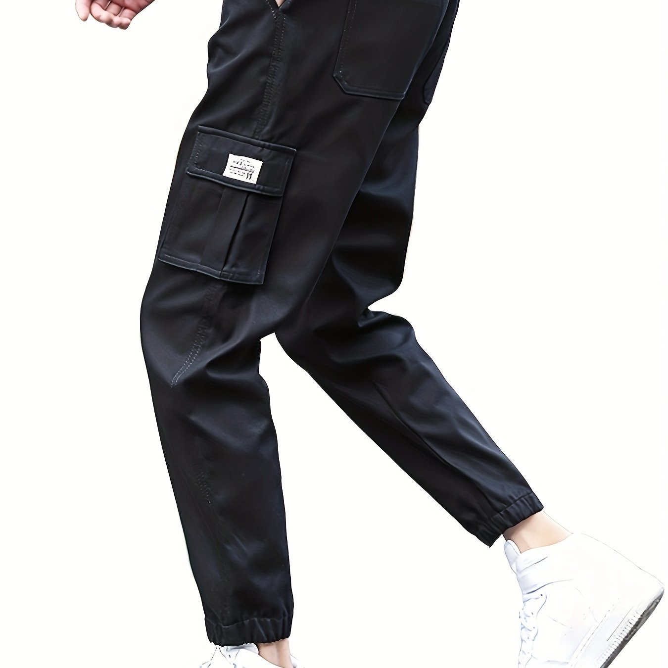 「lovevop」Men's Drawstring Flap Pocket Cargo Pants, Trendy Jogger Pants