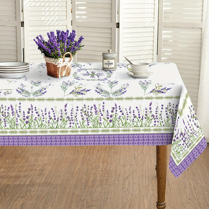 1pc Romantic Lilac Field Tablecloth - Spring/Summer Decor - Stain/Wrinkle-Free, Ideal for Home, Kitchen, Dining, Parties, & Gifts