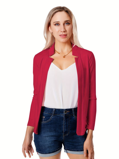 「lovevop」Solid Split Open Front Blazer, Elegant Long Sleeve Blazer, Elegant & Stylish Tops For Office & Work, Women's Clothing