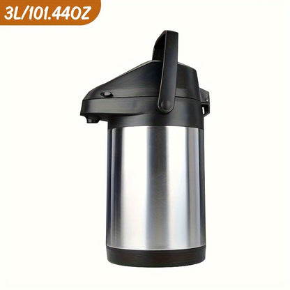 1pc Insulated Coffee Pot, Thermal Insulation Kettle, Insulated Hot Beverage Pot, Coffee Cup Insulated 2.5L (85OZ) Stainless Steel Large Beverage Dispenser, Cold/ Hot Water Lever Action, Summer Winter Drinkware, Home Kitchen Items Travel Accessories