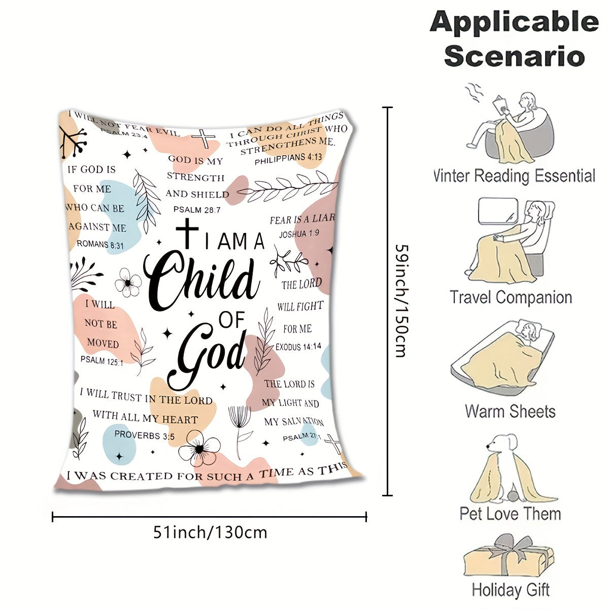 Women Gifts - I Am A Child Of God Blanket, Religious Gifts, Secret Sister Gifts For Women Inspiration Blanket Super Soft Flannel Blanket
