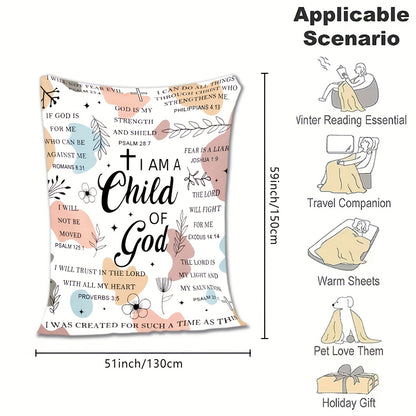 Women Gifts - I Am A Child Of God Blanket, Religious Gifts, Secret Sister Gifts For Women Inspiration Blanket Super Soft Flannel Blanket