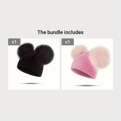Thermal Double Ball Beanie Hat - Soft, Breathable, Windproof, and Warm Knitted Hat for Outdoor Sports and Skiing - Ultimate Cold Weather Accessory