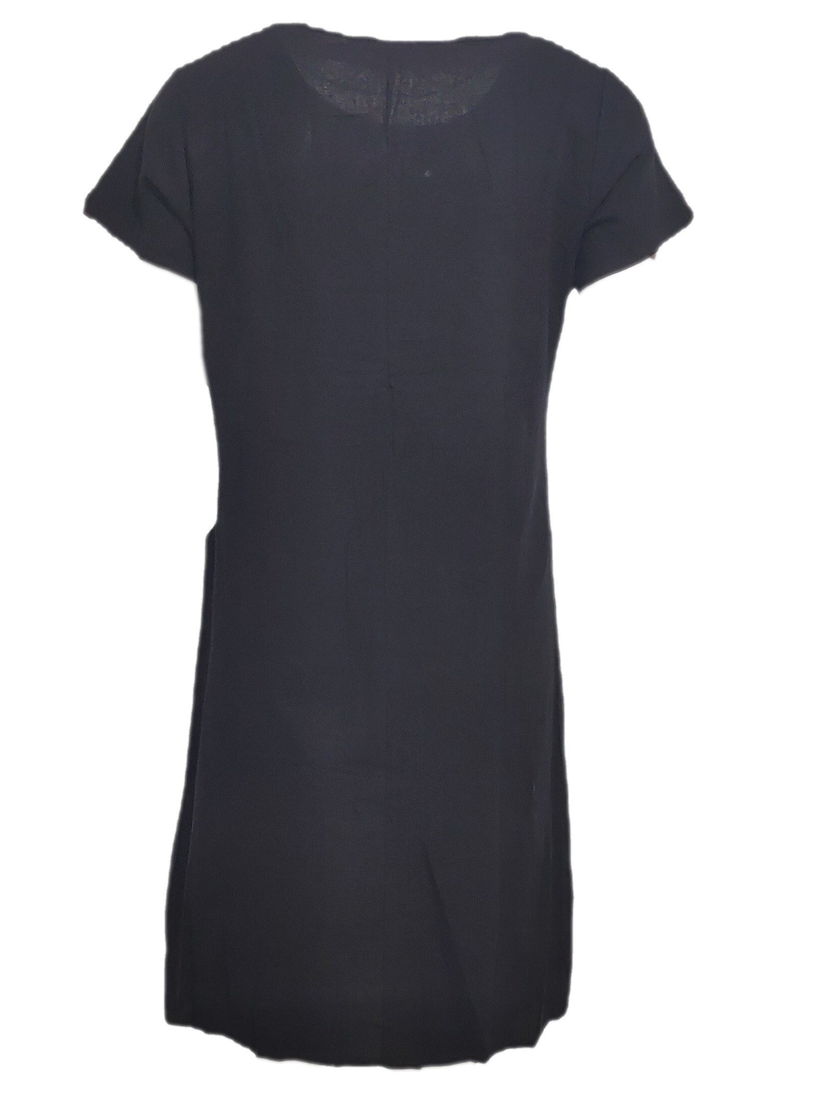 「lovevop」Round Neck Pocket Dress, Casual Loose Solid Short Sleeve Spring Summer Knee-Length Dresses, Women's Clothing