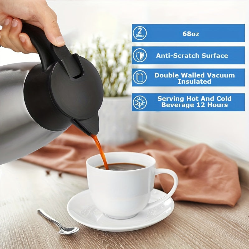 1pc Premium 304 Stainless Steel Insulated Vacuum Bottle - Double Wall Thermo Water Jug for Coffee & Tea, Long-Lasting Heat/Cold Retention, Perfect for Home, Office, RV, Outdoor Adventures, Picnic & Travel - Stylish & Durable