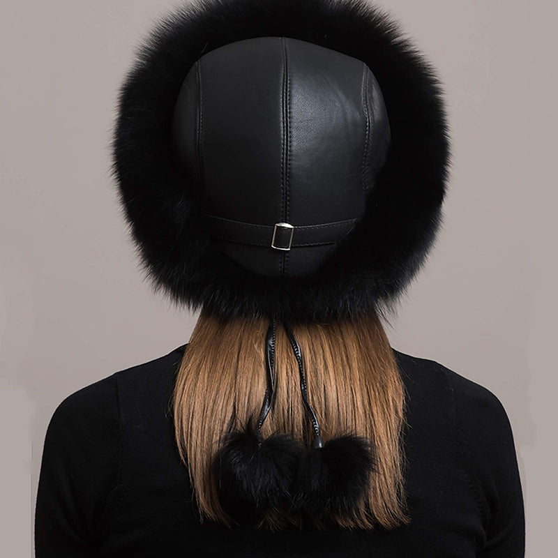 Winter Real Fox Fur Hats For Women Winter Stylish Russian Thick Warm Beanie woman Hat Natural Fluffy Fur Caps With Tail