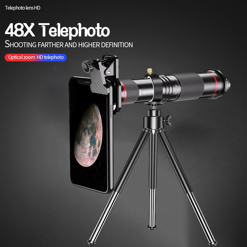 「lovevop」48x Super Telephoto Zoom Mobile Phone Lens Powerful Monocular Metal Telescope Mobile HD Telephoto Lens With Tripod For Camping