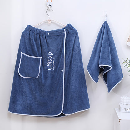 Two-piece Set Men's Bath Towel Home Use Coral Velvet Absorbent Can Be Worn Or Wrapped Towel Beach Towel Camping Towel