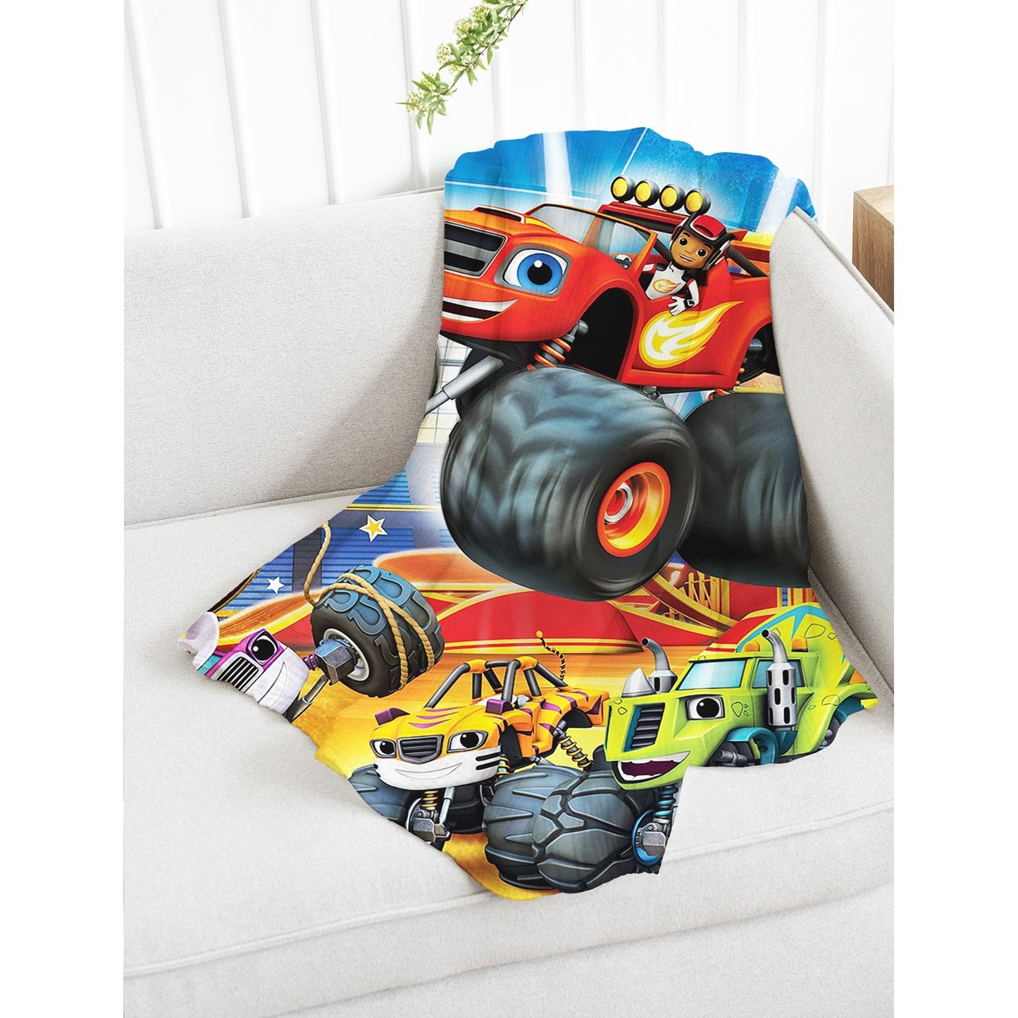 1pc Cozy Cartoon Truck Flannel Throw Blanket - Soft, Warm, and Plush for Ultimate Comfort - Perfect for Couch, Bed, Sofa, Car, Office, Camping, and Traveling, Suitable for All Seasons, Great Gift Idea