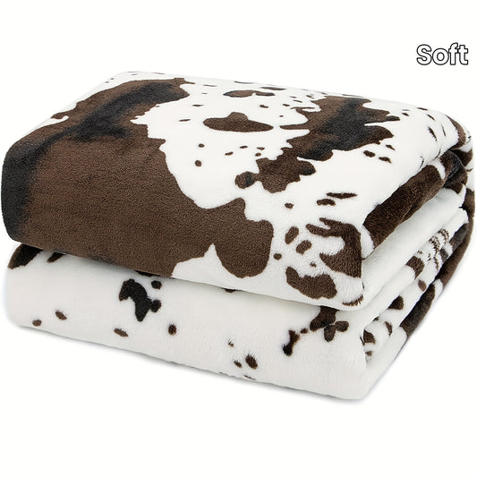 1pc Cozy Cow Patterned Soft Blanket - Warm, Plush, and Lightweight Throw for Couch, Bed, Sofa - Perfect Birthday Gift for Friends and Family