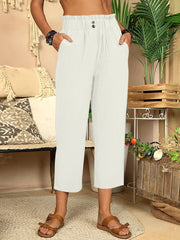 「lovevop」Button Front Wide Leg Pants, Casual Loose Pants For Spring & Summer, Women's Clothing