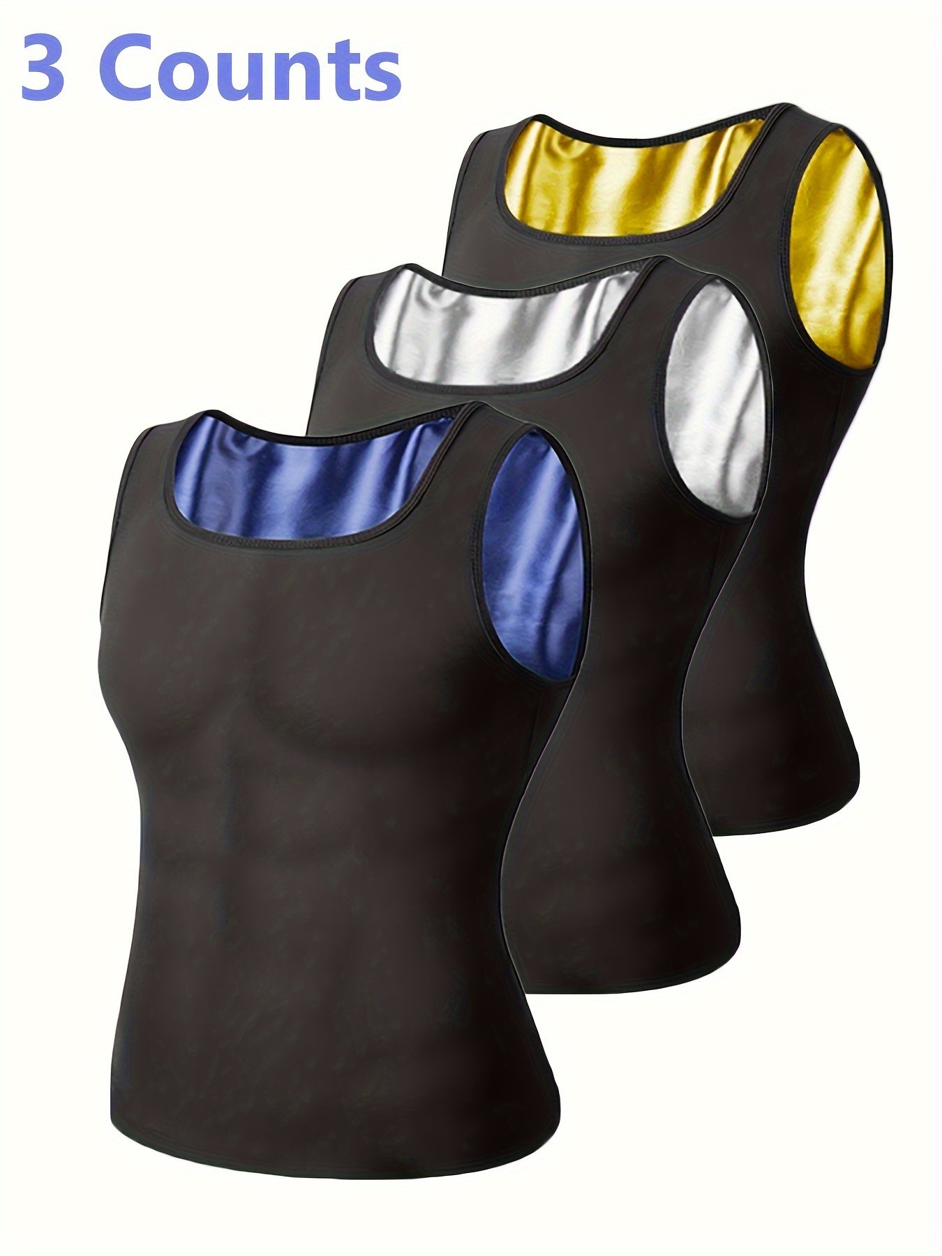 Buy 2 Get 1 Free, total of 3 Pack Mens Sweat Vests - Quick-Drying Zipper Closure, Four-Way Stretch Fabric, Streamlined Silhouette, Ergonomic Design, Moisture-Wicking Technology - Value Bundle for Multiple Workouts, Ideal for Gym, Running, Yoga, and Other