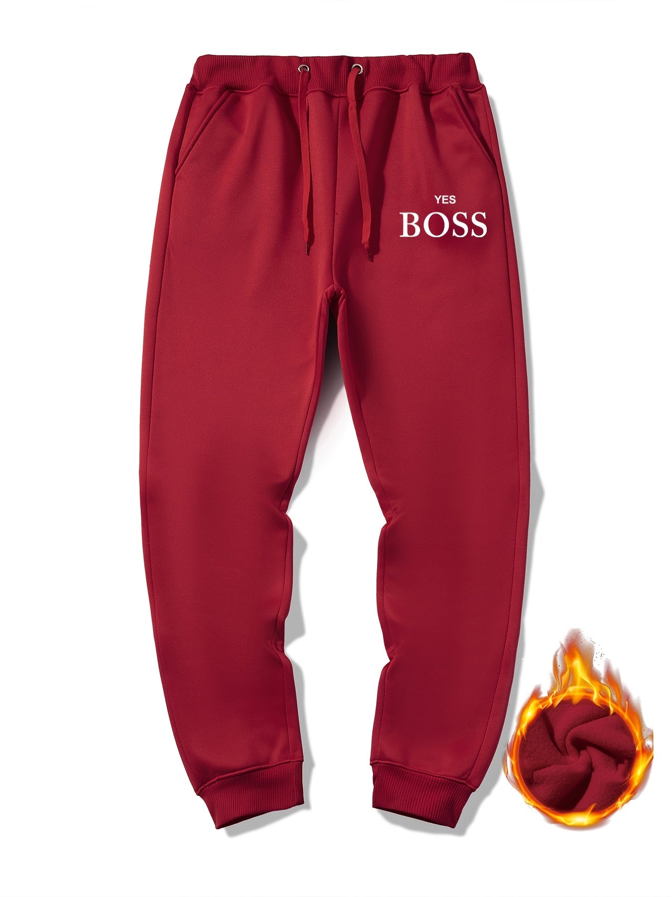 「lovevop」Men's Casual Sherpa Fleece Drawstring Active Sweatpants With "Yes, Boss" Best Sellers
