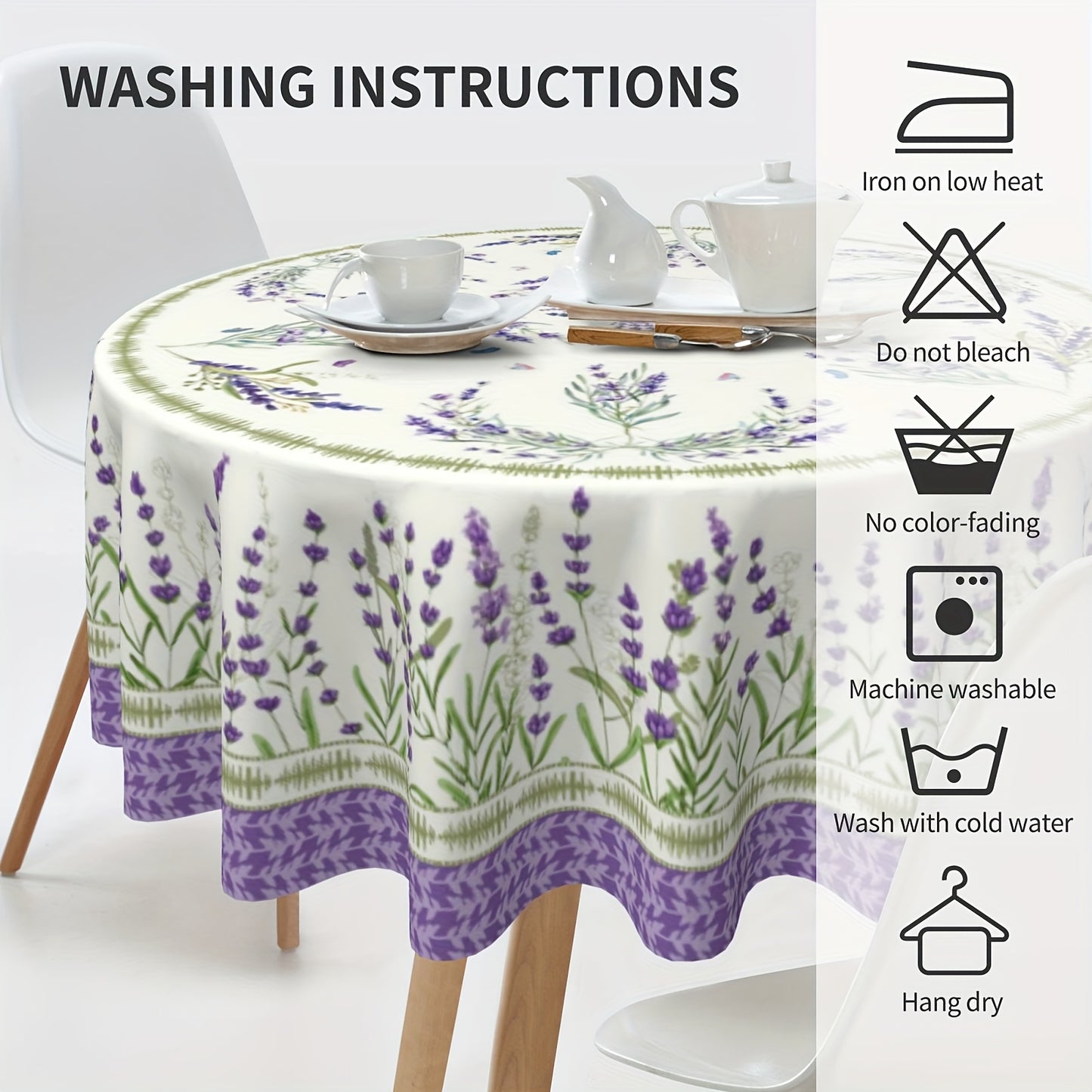 1pc Romantic Lilac Field Tablecloth - Spring/Summer Decor - Stain/Wrinkle-Free, Ideal for Home, Kitchen, Dining, Parties, & Gifts