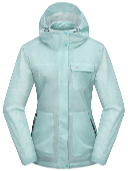 Women's Lightweight Hooded Jacket, Long Sleeve Thermal Sports Coat With Zippered Pocket, Windproof & Waterproof Outdoor Rain Jacket