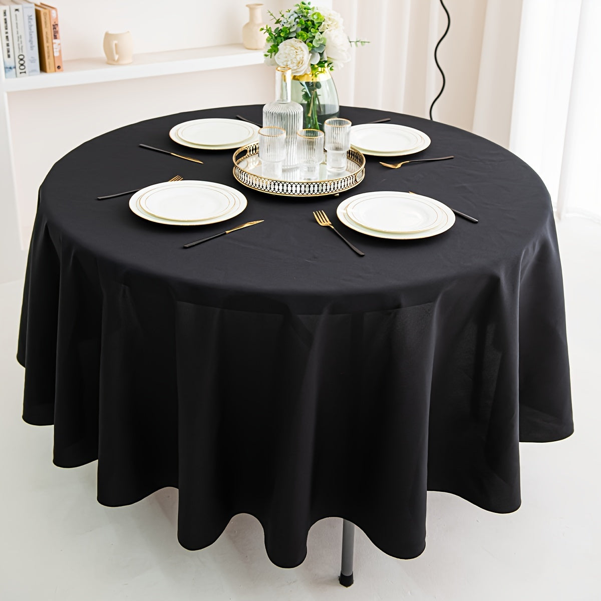 1pc, Polyester Tablecloth, Modern Simple Anti-wrinkle Large Table Cover, Waterproof And Oil-proof Table Cloth, Picnic Or Holiday Party Table Decor, Room Decor, Dining Table Decor