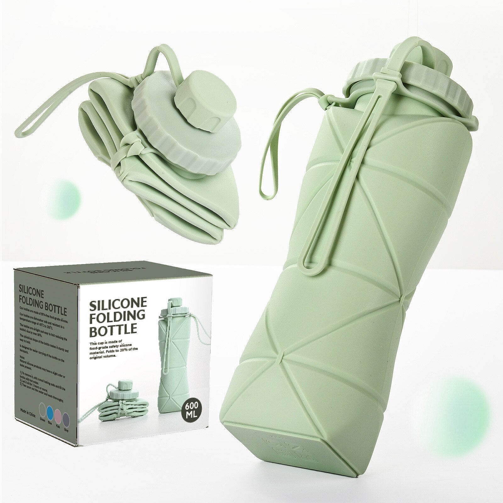 「lovevop」600ml Folding Silicone Water Bottle Sports Water Bottle Outdoor Travel Portable Water Cup Running Riding Camping Hiking Kettle