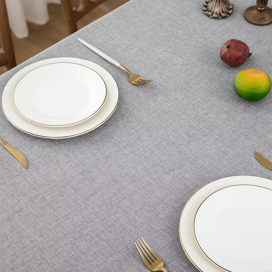 1PC Waterproof & Oil-Proof Polyester Rectangle Tablecloth, Simple Style for Picnic, Holiday Party, Home Decor