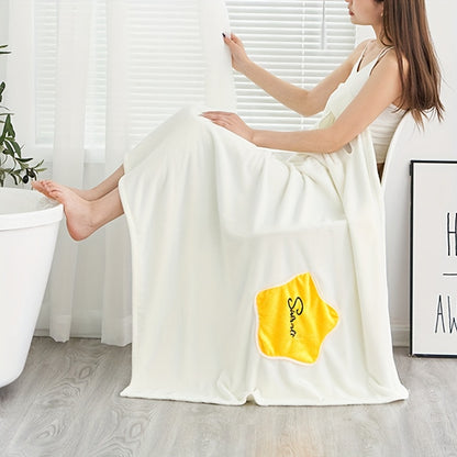 1pc Plush Quick-Drying Spa Bathrobe with Pocket - Bath Towels for Women with Thick Straps, Absorbent, Comfortable, Soft Wrap Towel for Home, Bathroom, Sauna, and Daily Use - Luxurious Bathroom Accessories for Relaxation