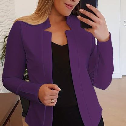 「lovevop」Solid Split Open Front Blazer, Elegant Long Sleeve Blazer, Elegant & Stylish Tops For Office & Work, Women's Clothing