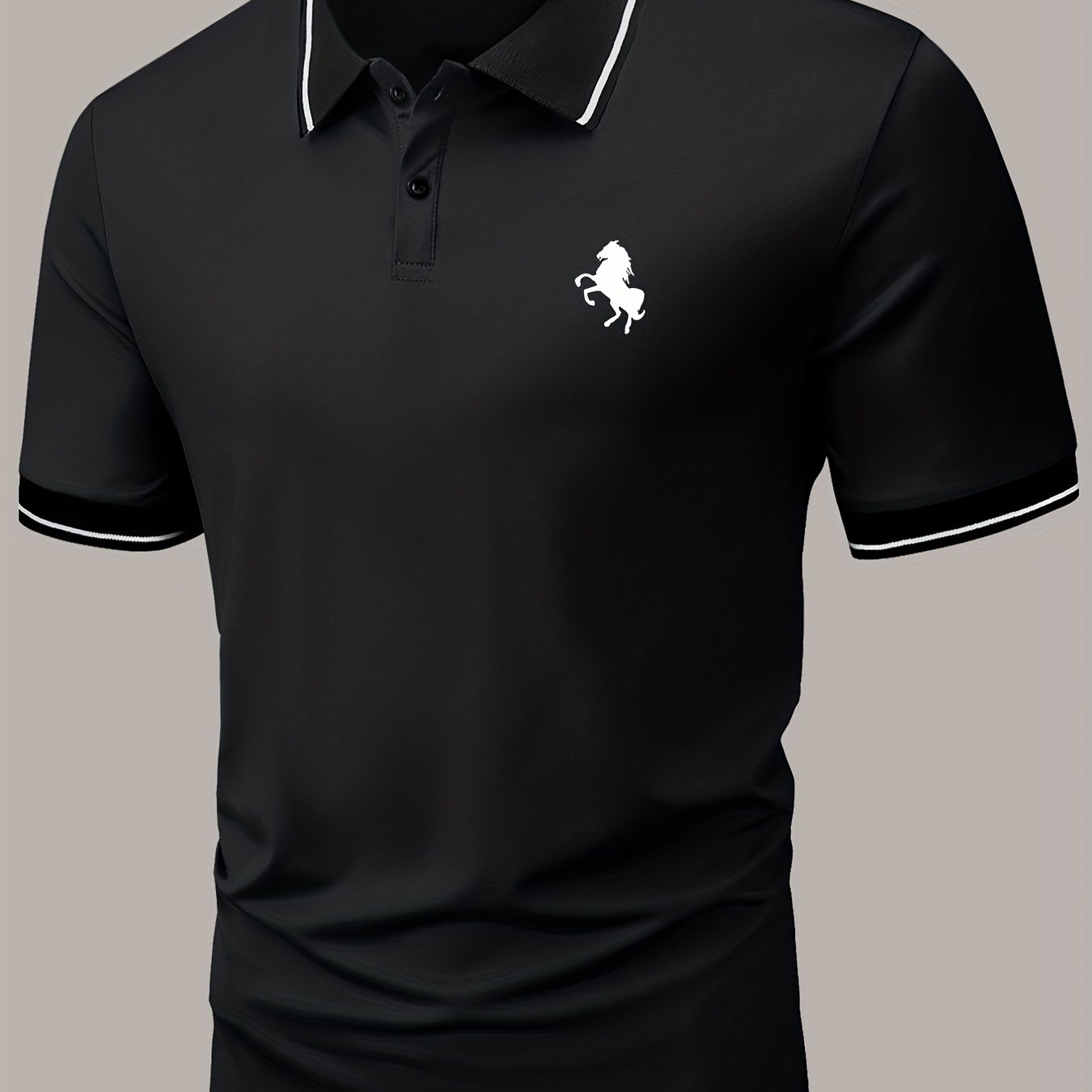 「lovevop」Men's Lapel Polo Shirt Short Sleeve Casual Slight Stretch Button Regular Summer Wear